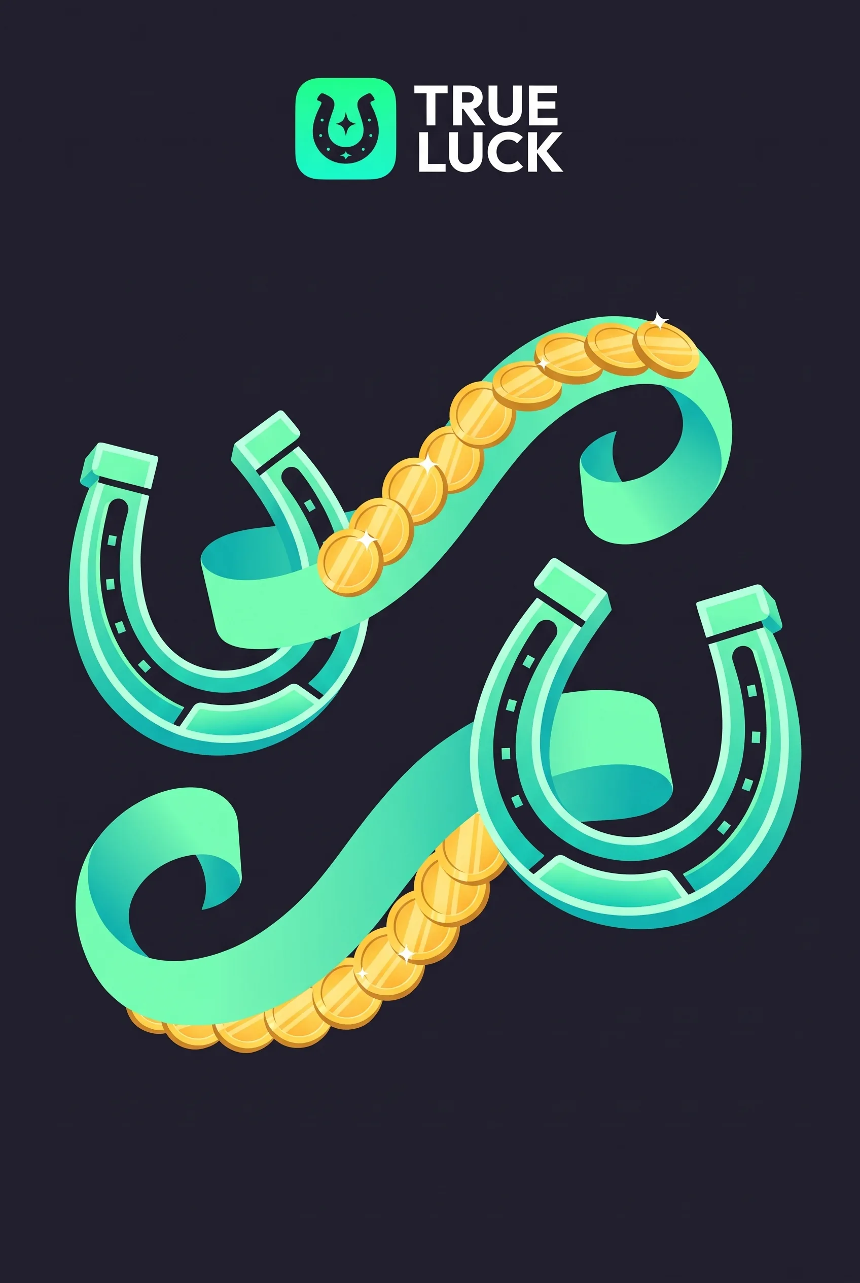 True Luck deposits and withdrawals illustration with horseshoes and coins